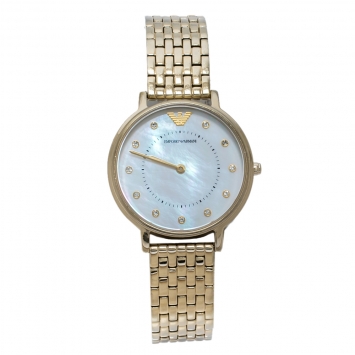 Pre Owned Emporio Armani Mother Of Pearl Yellow Gold Tone Stainless Steel AR11007 Women's Wristwatch 32 mm