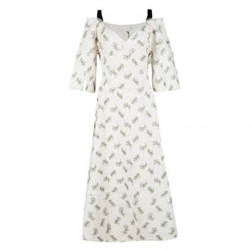 Pre Owned Erdem SS'17 Ivory Ottoman Jacquard Floral Karol Dress L