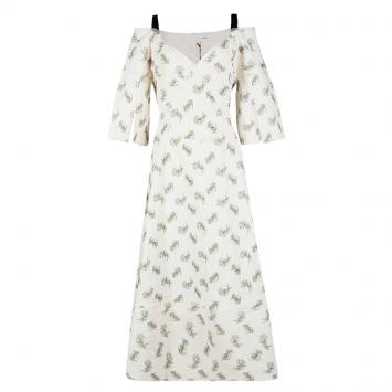 Pre Owned Erdem SS'17 Ivory Ottoman Jacquard Floral Karol Dress L