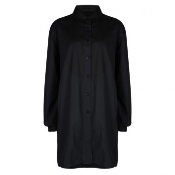 مملوكة مسبقًا Ermanno Scervino Black Cotton Long Sleeve Button Front Shirt Dress L