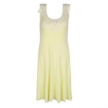 مملوكة مسبقًا Ermanno Scervino Yellow Knit Lace Detail Sleeveless Dress S