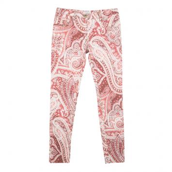 Pre Owned Etro Red Paisley Printed Denim Slim Fit Jeans M