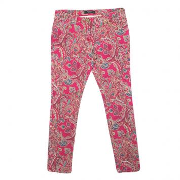 Pre Owned Etro Pink Paisley Print Slim Fit Denim Jeans L