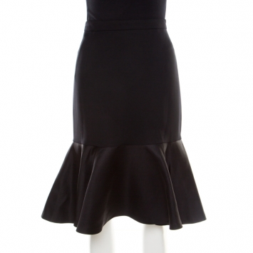 Pre Owned Etro Black Wool Flounce Skirt M