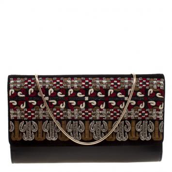 Pre Owned Etro Black Leather/Suede and Embellishment Chain Shoulder Bag