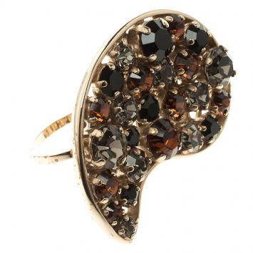 Pre Owned Etro Multicolor Crystal Gold Tone Double Finger Ring