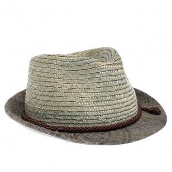 Pre Owned Etro Light Beige Straw Fedora Hat XL 