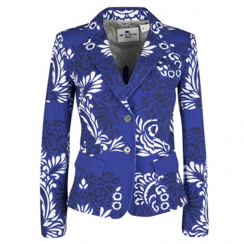 Pre Owned Etro Blue and White Floral Printed Cotton Blazer M