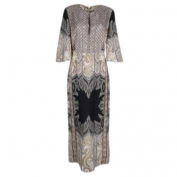 Pre Owned Etro Embellished Lace Bodice Detail Paisley Printed Silk Maxi Dress M