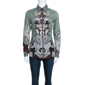 Pre Owned Etro Multicolor Printed Cotton Long Sleeve Button Front Shirt S