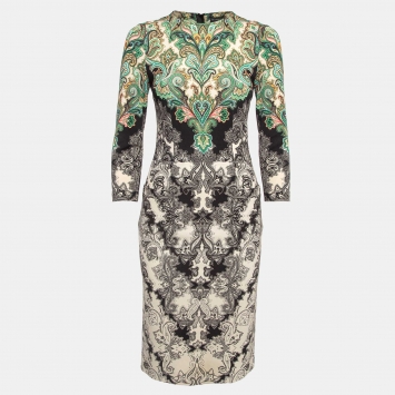 Pre Owned Etro Multicolor Print Stretch Knit Knee Length Dress S