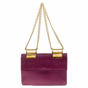 Pre Owned Etro Purple Leather Chain Flap Shoulder Bag