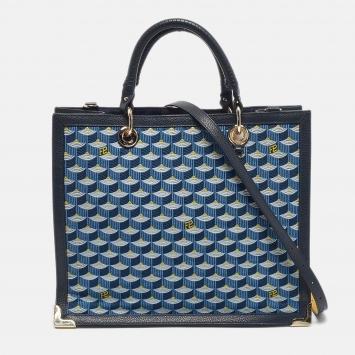 Faure Le Page Blue Jacquard Fabric and Leather SagaCity 31 Tote