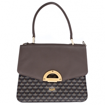 Pre Owned Faure Le Page Dark Grey Coated Canvas and Leather Parade Top Handle Bag