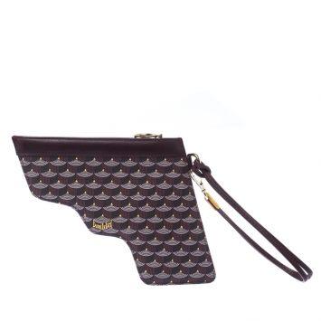 Pre Owned Faure Le Page Burgundy Coated Canvas Calibre 22 Wrislet Pouch