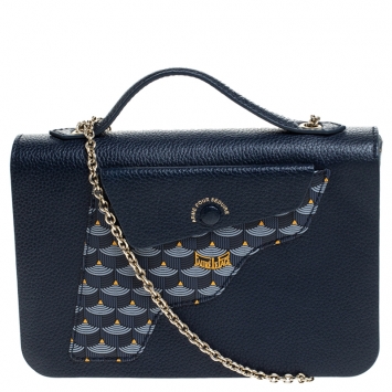 Pre Owned Faure Le Page Blue Leather Calibre 21 Top Handle Bag