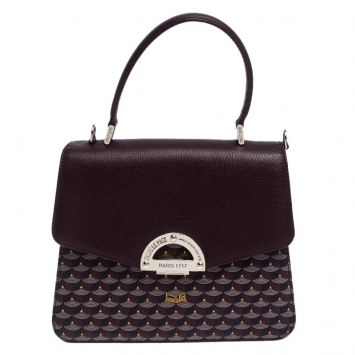 Pre Owned Faure Le Page Burgundy Coated Canvas and Leather Parade Top Handle Bag