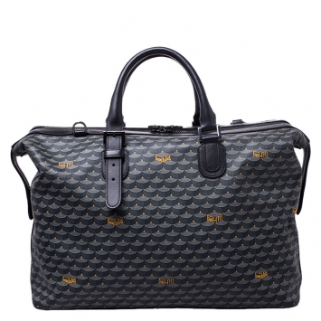 Pre Owned Faure Le Page Grey/Black Coated Canvas Boston Bag