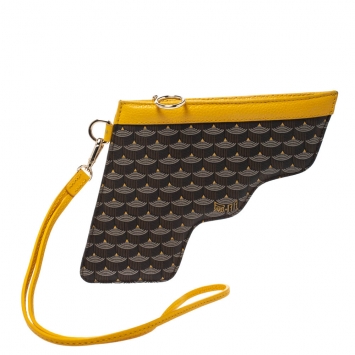 Pre Owned Faure Le Page Yellow Coated Canvas Calibre 22 Wristlet Pouch