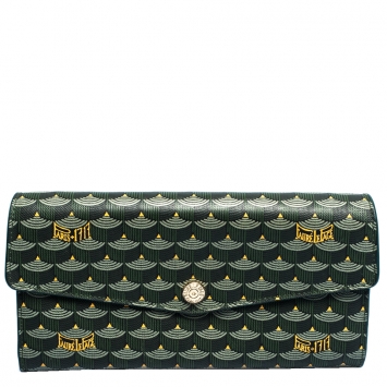 Pre Owned Faure Le Page Green Coated Canvas Continental Wallet