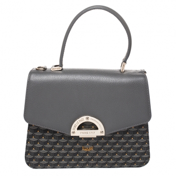 Pre Owned Faure Le Page Dark Grey Coated Canvas and Leather Parade Top Handle Bag