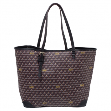 Pre Owned Fauré Le Page Burgundy Monogram Canvas and Leather Daily Battle Tote