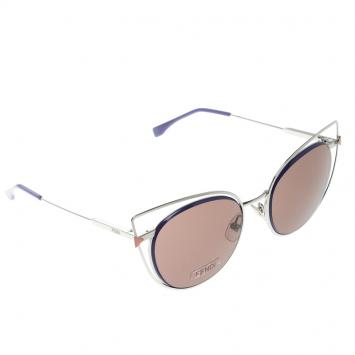 Pre Owned Fendi Brown/Lilac FF 0176/S Cat Eye Sunglasses
