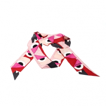 Pre Owned Fendi Multicolor Monster Eye Printed Silk Bandeau Scarf 