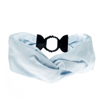 Pre Owned Fendi Blue Silk Leather Trim Detail Headband 