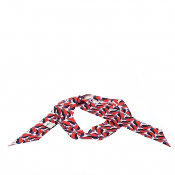 Pre Owned Fendi Mulitcolor Abstract Bird Print Silk Creatures Bandeau Avorio Scarf