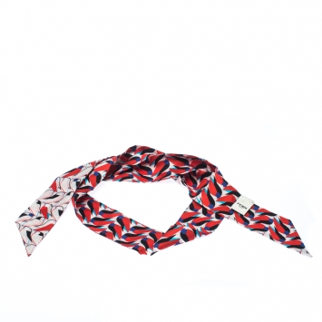 Pre Owned Fendi Mulitcolor Abstract Bird Print Silk Creatures Avorio Bandeau Scarf