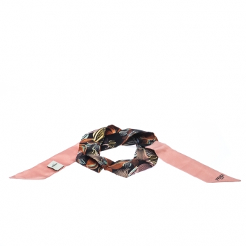 Pre Owned Fendi Mulitcolor Printed Silk Orchidea Bandeau Bubble Gum Scarf