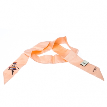 Pre Owned Fendi Pink Silk Jacquard Bamboline Magnolia Bandeau Scarf