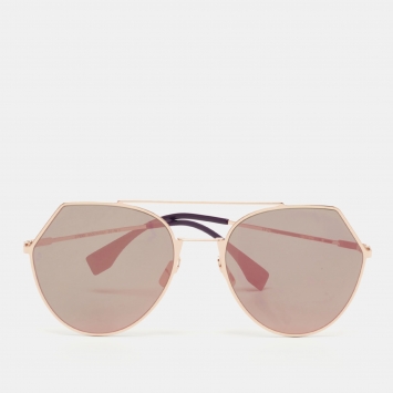 Pre Owned Fendi Pink FF0194/S Mirrored Aviators Sunglasses