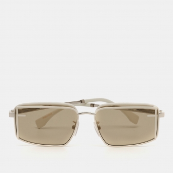 Pre Owned Fendi White FE40102U Rectangular Sunglasses