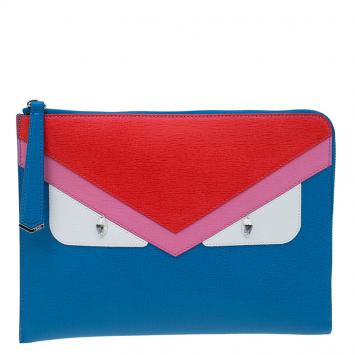 Pre Owned Fendi Multicolor Leather Monster Flat Clutch