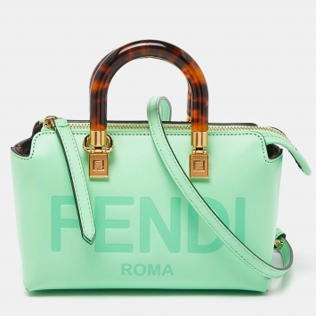 Pre Owned Fendi Neon Green Leather Mini By The Way Bag
