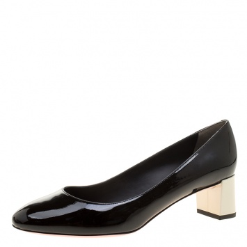 Pre Owned Fendi Black Patent Leather Eloise Round Toe Pumps Size 40