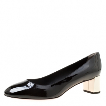 Pre Owned Fendi Black Patent Leather Eloise Round Toe Pumps Size 40