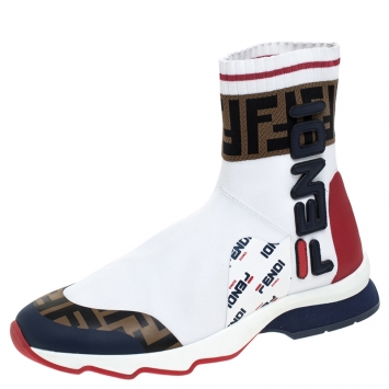Pre Owned Fendi Multicolor Stretch Fabric Slip On Sneakers Size 37