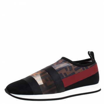 Pre Owned Fendi Multicolor Stretch Mesh Slip On Sneakers Size 38