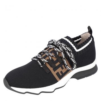 Pre Owned Fendi Black Low Knit Sneakers Size 39