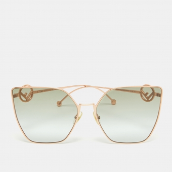 Pre Owned Fendi Gold/Green Gradient FF0323/S Butterfly Sunglasses