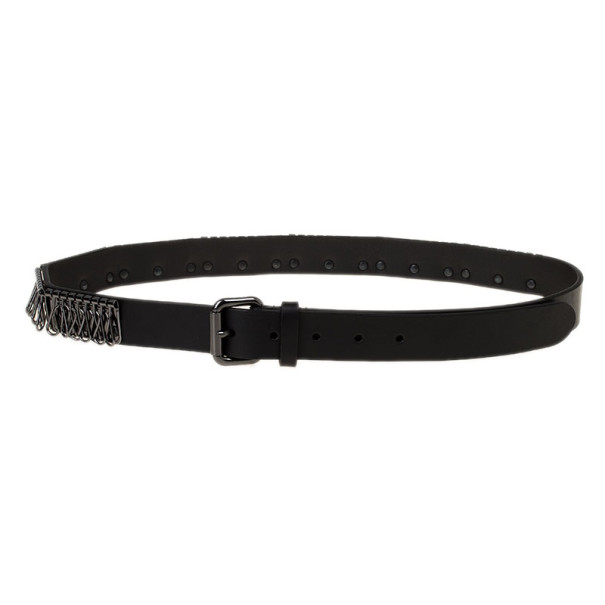 Fendi Black Leather Logo Plaque Belt 95CM