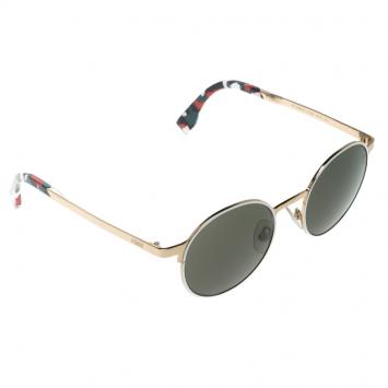 Pre Owned Fendi Black/Gold Plated  FF0090/S Round Sunglasses