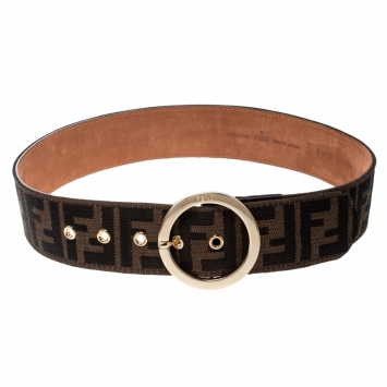 Pre Owned Fendi Brown Zucca Canvas Belt Size 75 cm