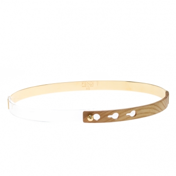 Pre Owned Fendi Wood & Plexiglass Gold Tone Skinny Waist Belt XS