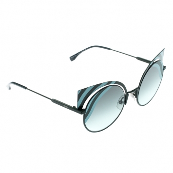 Pre Owned Fendi Turquoise /Green Gradient FF 0215/S Hypnoshine Cat Eye Sunglasses