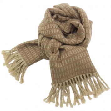 Pre Owned Fendi Brown Zucchino Wool Fringe Muffler