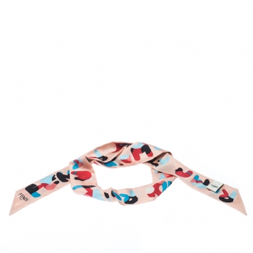 Pre Owned Fendi Pink Printed Silk Roma Magnolia Bandeau Scarf